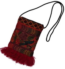 Vintage Pretty Floral/Bird Tapestry  Zip Bag Fringed Lined Hippie/Festival/Boho