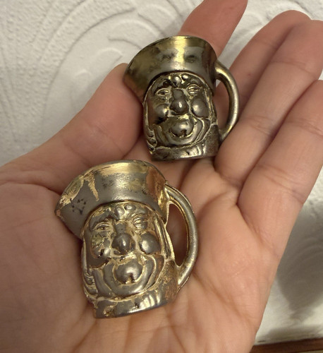Pair brass miniature toby jug - pair,