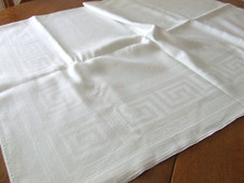 Vintage Large White Irish Cotton Damask Table Cloth.