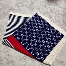 GUCCI Cotton Blanket Navy Red