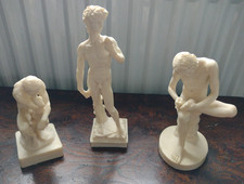 Vtg A Santini Figurine Greco-Roman "Boy with the thorn" Signed + David & Thinker