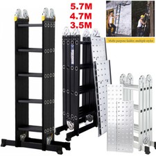 5.7M/4.7M/3.5M Aluminium Folding Ladder Multi Position Purpose Platform Steps UK