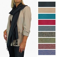 Women's Fine Lightweight Pashmina Shawl Wrap Scarf Tassel Ends Paisley Jacquard