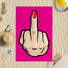 Ladies Swearing Finger Pink Microfibre Beach Towel Funny Joke Gift Beach  
