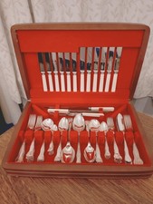 Vintage 67 Piece Silver Plate KINGS PATTERN Cutlery Canteen by Coopers Sheffield