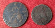 Georgian Coppers.  Contemporary Cft halfpenny 1774 and Farthing date illegible
