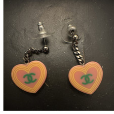 Vtg Chanel Pink CC Logo Heart