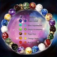 7 Chakra Reiki Stone Bracelet Yoga Balance Energy Imitate Volcanic Stone Beads