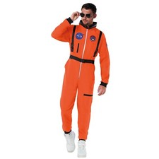 Men`s Orange Astronaut Costume Adult NASA Spaceman Space Suit Fancy Dress M - XL