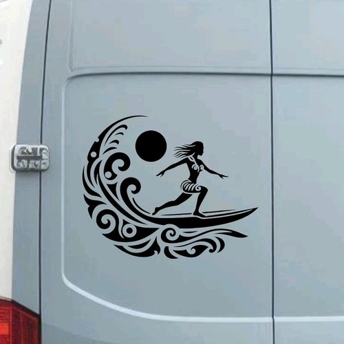 Female surfer vinyl decal - female,