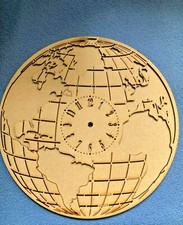 Wooden MDF World   Clock Face