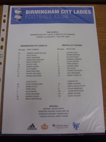 2018 colour teamsheet - 14/01/2018,