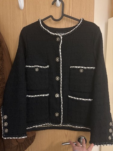 Chanel tweed jacket black - tweed, &