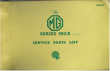 MG MGA 1500 COUPE / ROADSTER '55-60 ORIGINAL FACTORY SERVICE PARTS CATALOGUE