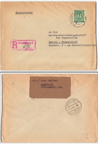 Registered augsburg 1948 - augsburg,, to