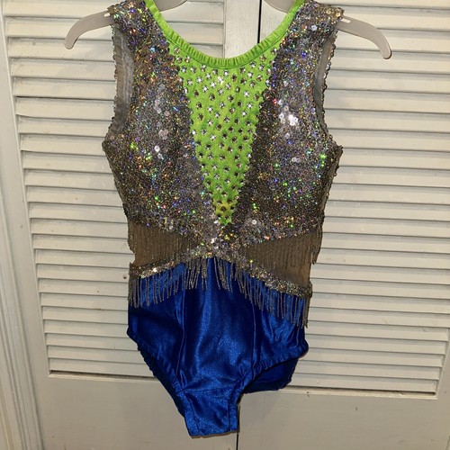 Lime green and blue - green,