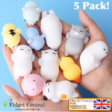 5 Pack Cute Mochi Squishies Fidget Toys Animal Kawaii Kids Stocking School UK
