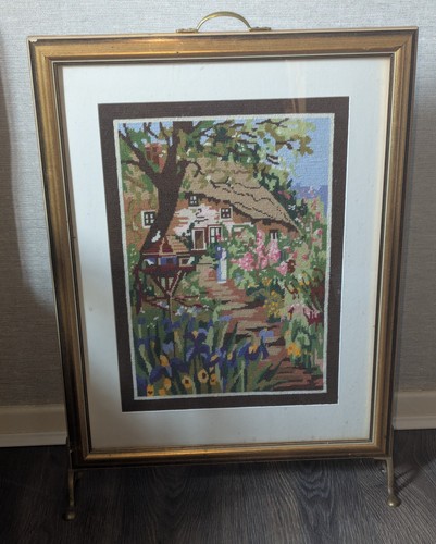 Large vintage oak embroiderd - vintage,