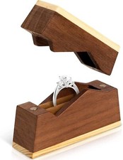 Engagement Ring Box For Proposal Discreet Wooden Walnut Small Designer Elegant