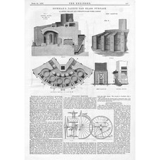 Rickman's Patent Gas Glass Furnace at Pellatt & Co Works Antique Print 1878