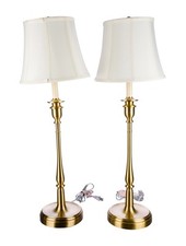 Ralph Lauren Darien Tall Gold Brass Lamp With Cream Shade Pair