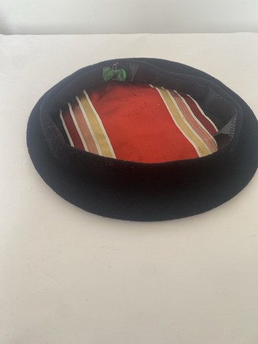 Vintage french wool beret - wool, navy