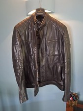 Belstaff Weybridge Black leather biker jacket  -  Size UK 44