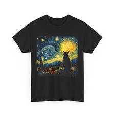 Cat starry night van gogh - night,