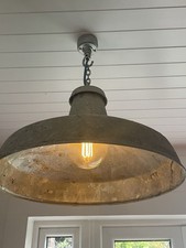 Stunning Galvanised Steel Bespoke Light Shade With Ceiling Rose Hook Teal Flex