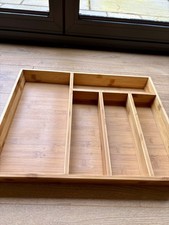Large Bamboo Cutlery Tray Organiser Sustainable Bamboo Wood. 5 Compartments. 