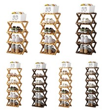4-7 Tier Foldable Bamboo Shoe Rack Large Capacity Installation-free Shoe Stand