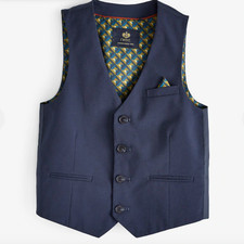 NEXT - Boy's Blue Stand Alone Waistcoat - NO Pocket Square - Size: 9 Years