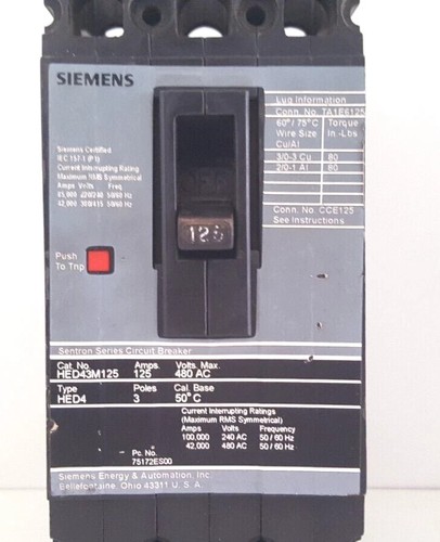 Hed43m125 siemens 125 amps - 125, 3