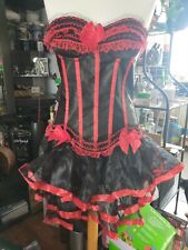 Burlesque Red Striped Contrast Corset Tutu Dress With Lace Trim Size M (UK 8/10)