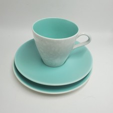 Poole Pottery Blue & Seagull Grey Tea Coffee Cup, Saucer & Cake Plate