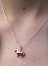 "GEMMA J" SHETLAND PONY SOLID STERLING SILVER ADJUSTABLE CHAIN ~ GIFT BOX