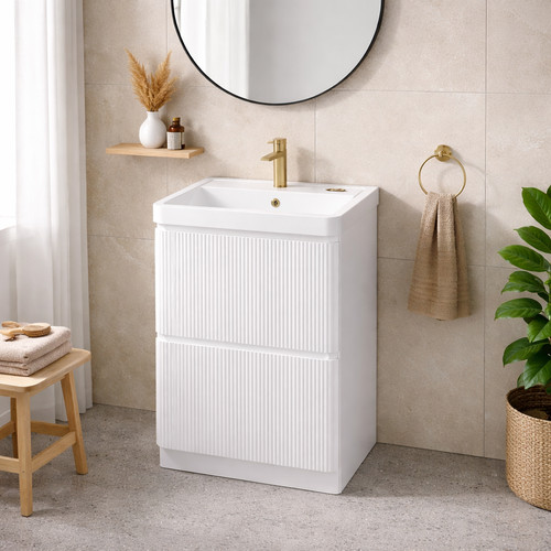 600mm matt white fluted - matt,