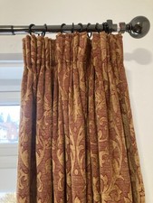 John Lewis red / gold chenille pencil pleat curtains 60” x 72”