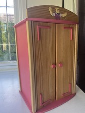 Great condition Build A Bear Wooden wardrobe + 14 clothes + 2 pairs of slippers 