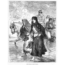 IRELAND Going to the Church - Antique Print 1880