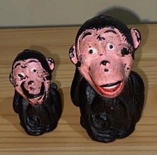 Vtg Creepy Circus Chimp Monkey Cake Topper Chimpanzee  1.5" Hong Kong PVC Figure