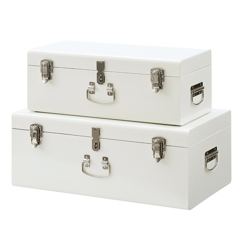 Cream metal storage trunks - metal,