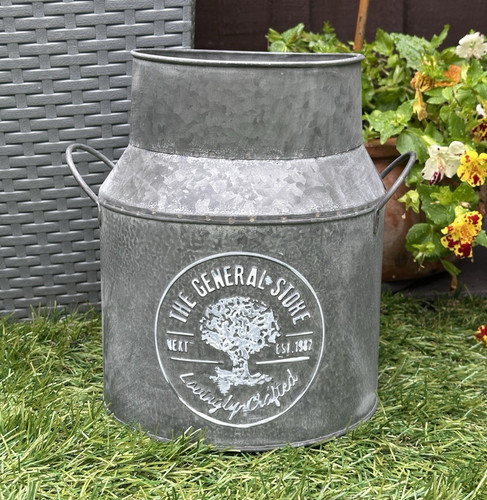 Galvanised metal round - round, planter