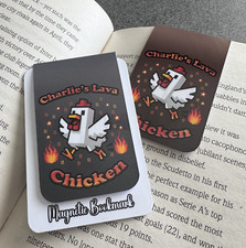 Personalised Magnetic Bookmark Gift For Kids Book Lover Bookworm Lava Chicken