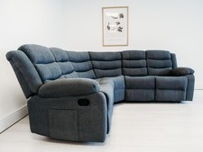 Grey Fabric Recliner Corner Sofa Dropdown Table Sorrentino | Free UK Delivery!