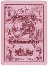 Playing Cards Single Card Old Wide SPORTS OUTFITTERS Advertising Art TENNIS CAR