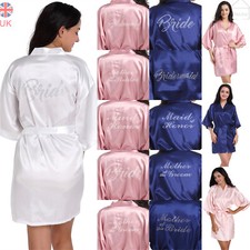 UK Satin Silk Personalized Wedding Robe Bridesmaid Bride Mother Dressing Gowns