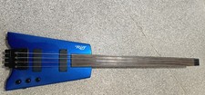 THE RIFF RARE HEADLESS FRETLESS BASS GUITAR METALLIC BLUE BY SAMICK GUITARS 1998