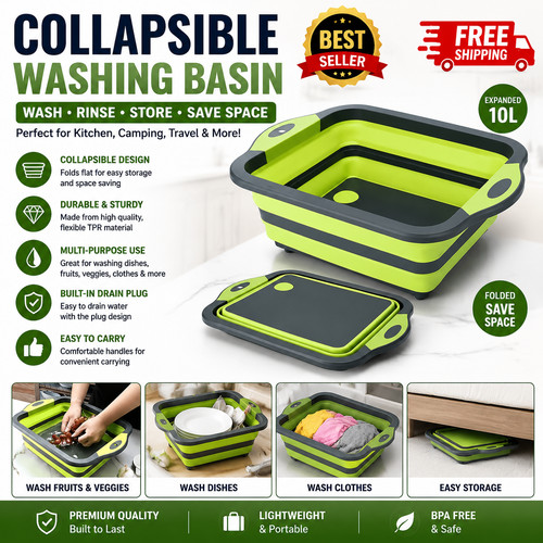 Portable space saving basin