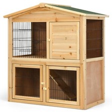 Wood Rabbit Hutch Double